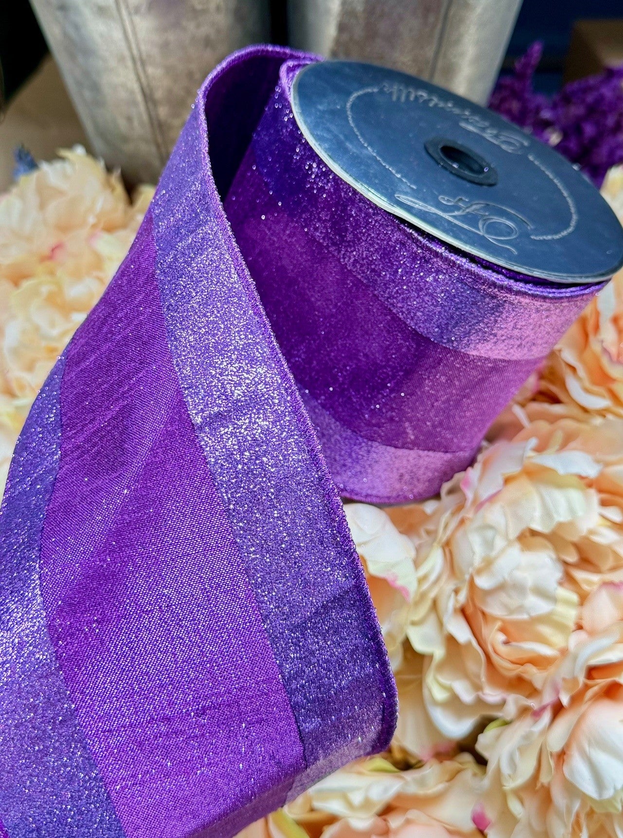 Lavender Glitter Candy Ribbon 4 Inches by 10 Yards